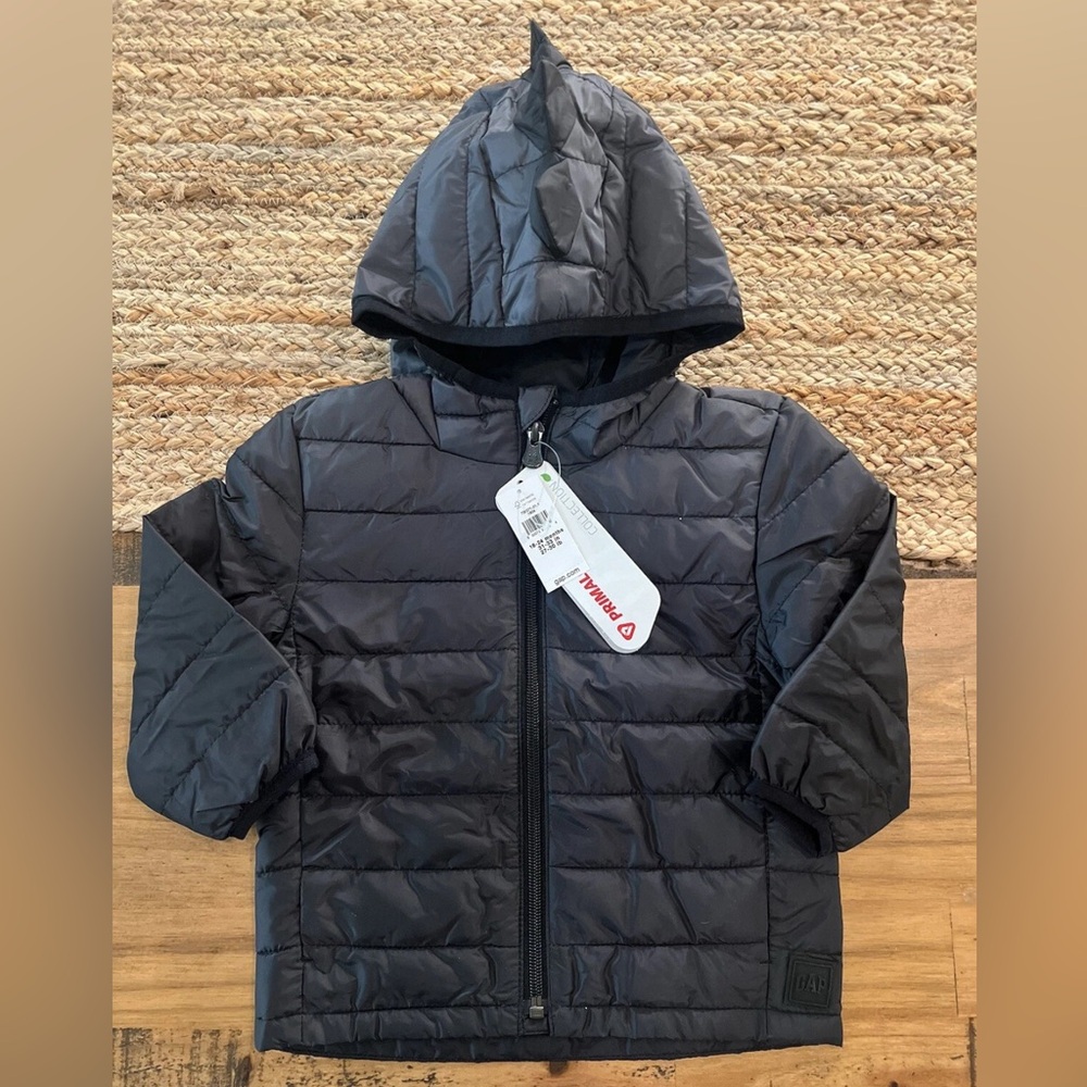 Kids Gap Dinosaur Black Hooded soft Puffer Jacket